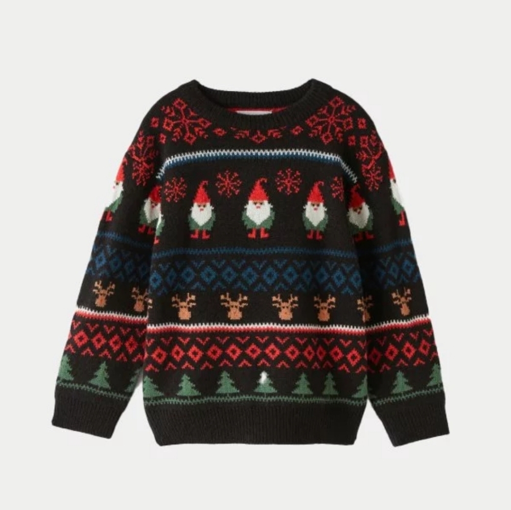 Zara Black and Red Gnome Elf Pattern Sweater Size 11 - 12